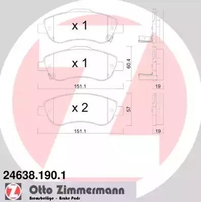 Колодки тормозные дисковые 24638.190.1 ZIMMERMANN