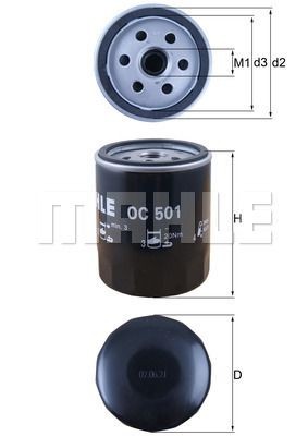 Фильтр масляный двигателя OC501 MAHLE