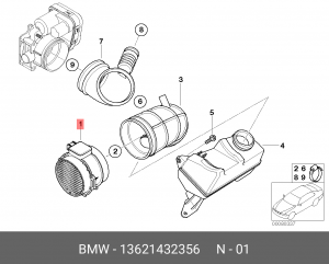 Датчик массового расхода воздуха - ДМРВ 13 62 1 432 356 BMW