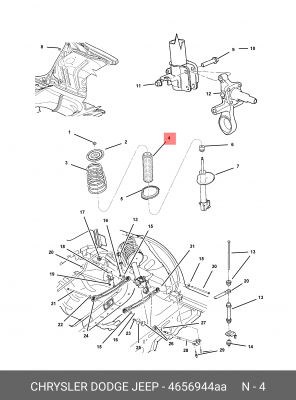 Отбойник с пыльником амортизатора подвески (комплект) 4656944AA CHRYSLER