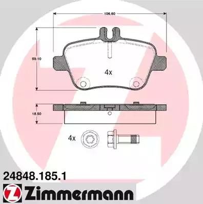 Колодки тормозные дисковые 24848.185.1 ZIMMERMANN
