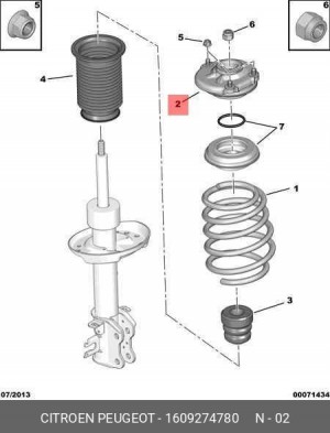 Опора амортизатора подвески 16092747 80 CITROEN
