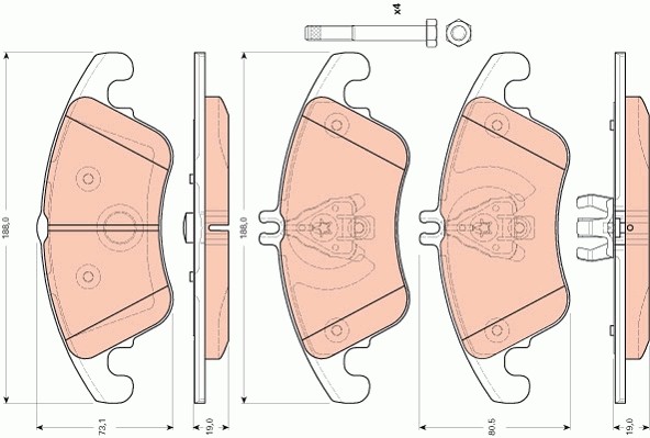 Колодки тормозные дисковые GDB1737 TRW