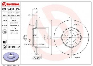 Диск тормозной 09.9464.24 BREMBO