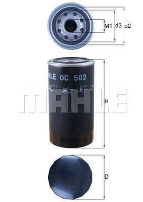 Фильтр масляный двигателя OC502 MAHLE