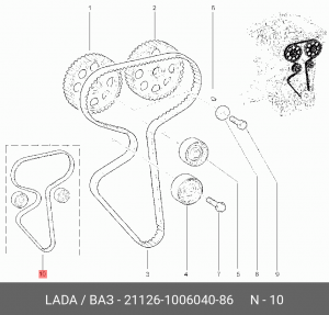 Ремень ГРМ - газораспределительного механизма (комплект) 21126100604086 LADA VAZ