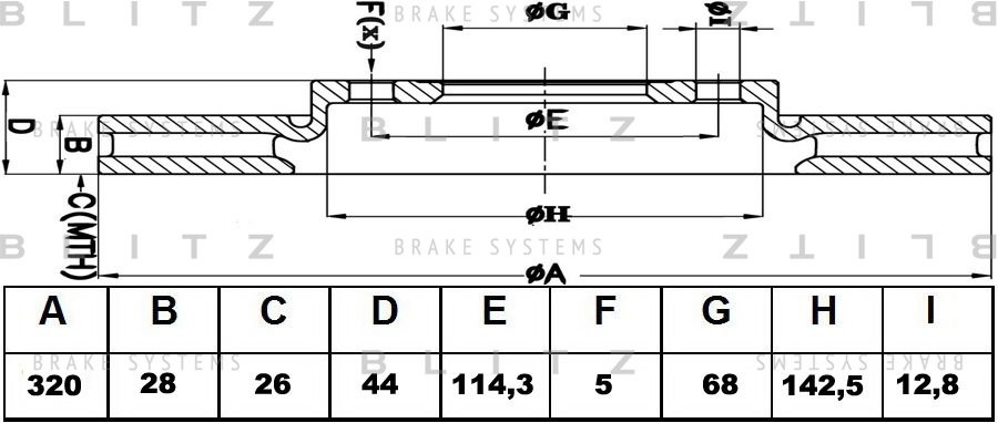 Диск тормозной BS0319 BLITZ