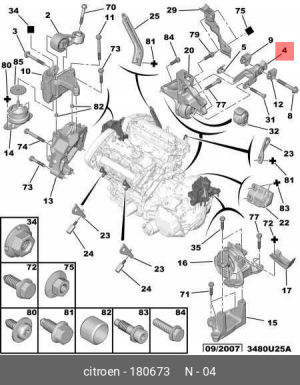 Кронштейн крепления подушки двигателя 1806 73 CITROEN