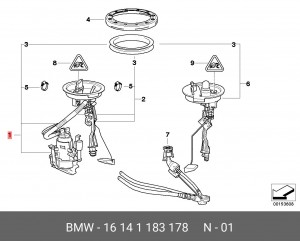 Насос электрический топливной системы в сборе 16 14 1 183 178 BMW