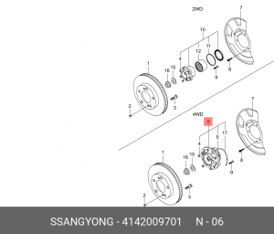 Подшипник ступицы колеса со ступицей (комплект) 4142009701 SSANG YONG