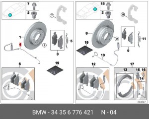 Датчик износа тормозных колодок 34 35 6 776 421 BMW