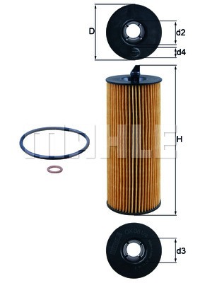 Фильтр масляный двигателя OX361/4D MAHLE
