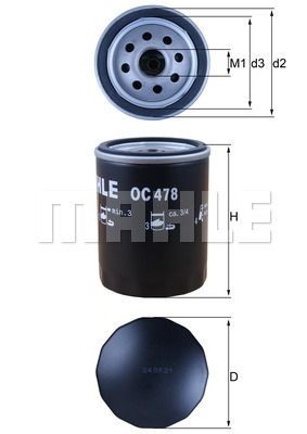 Фильтр масляный двигателя OC478 MAHLE