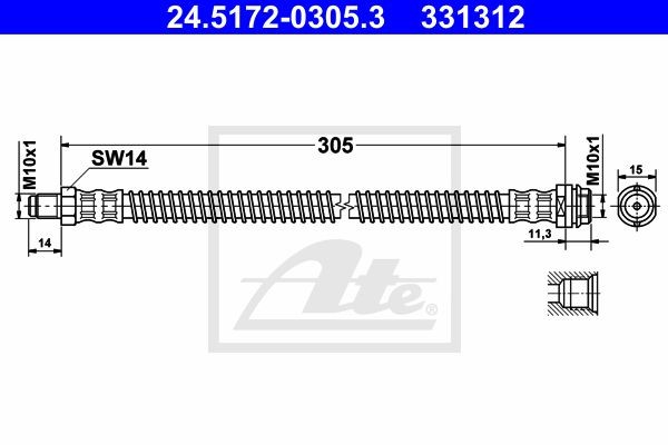 Шланг тормозной 24.5172-0305.3 ATE