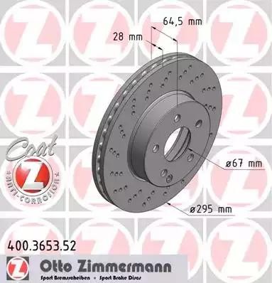 Диск тормозной 400.3653.52 ZIMMERMANN