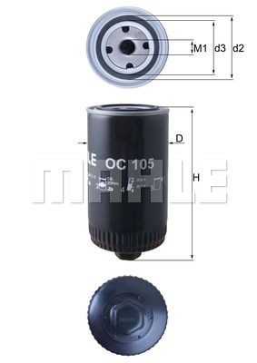 Фильтр масляный двигателя OC 105 MAHLE