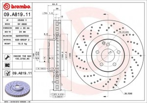 Диск тормозной 09.A819.11 BREMBO