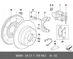 Фиксатор дисковых тормозных колодок 34 21 1 159 963 BMW