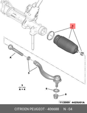 Пыльник рулевой рейки (комплект) 4066 88 CITROEN