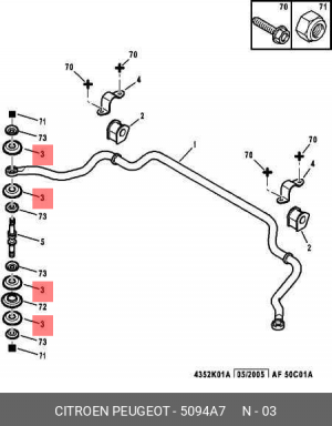 Сайлентблок стойки стабилизатора 5094 A7 CITROEN