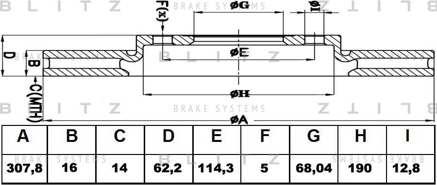 Диск тормозной BS0307 BLITZ