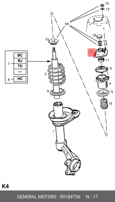 Опора амортизатора подвески 90184756 DAEWOO