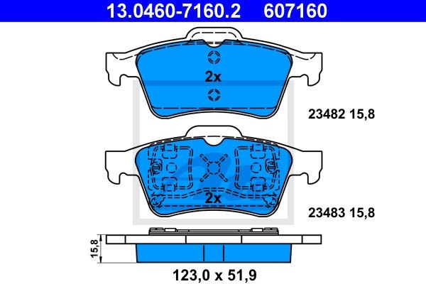 Колодки тормозные дисковые 13.0460-7160.2 ATE