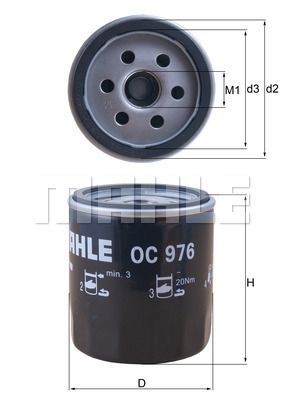 Фильтр масляный двигателя OC 976 MAHLE
