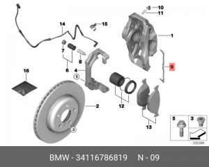 Фиксатор дисковых тормозных колодок 34 11 6 786 819 BMW