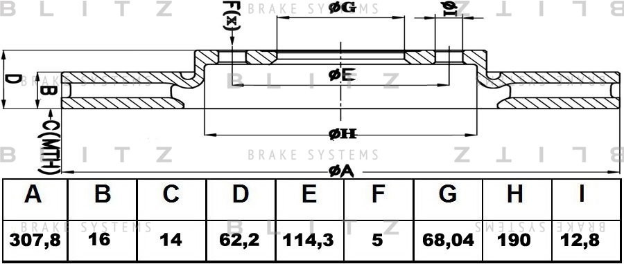 Диск тормозной BS0307 BLITZ