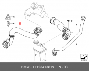Патрубок системы охлаждения ДВС 17 12 3 413 819 BMW