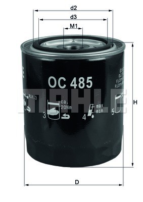 Фильтр масляный двигателя OC485 MAHLE